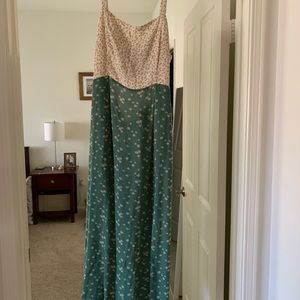 Backless two toned floral maxi dress